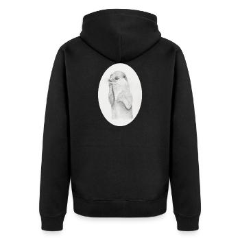 Otter Oval - Unisex Premium Bio Zip Hoodie - Schwarz - Hinten - Nico (187cm)