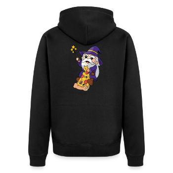 Pizza Wizard - Unisex Premium Organic Zip Hoodie - black - Back - Nico (187cm)