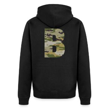 Camouflage letter B - Unisex Premium Organic Zip Hoodie - black - Back - Nico (187cm)