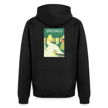 Spreewald Vintage - Unisex Premium Bio Zip Hoodie - Schwarz - Hinten - Nico (187cm)