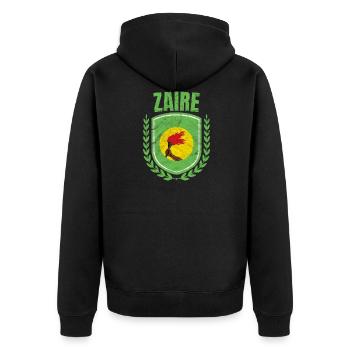 Zaire - Unisex Premium Bio Zip Hoodie - Schwarz - Hinten - Nico (187cm)