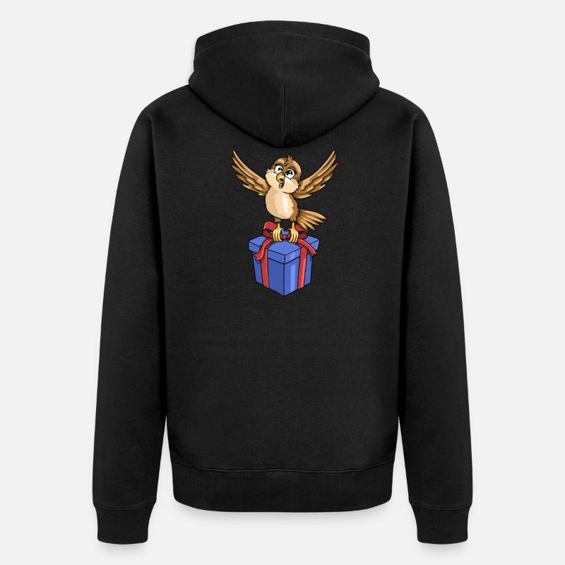 Lustiger Vogel mit Geschenk - Unisex Premium Bio Zip Hoodie - Schwarz