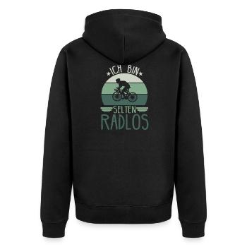 Ich Bin selten Radlos - Unisex Premium Bio Zip Hoodie - Schwarz - Hinten - Nico (187cm)