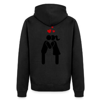 couple love - Unisex Premium Bio Zip Hoodie - Schwarz - Hinten - Nico (187cm)