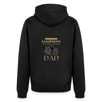 Mein Lieblingssaxophonist nennt mich Papa Vater - Unisex Premium Bio Zip Hoodie - Schwarz - Hinten - Nico (187cm)