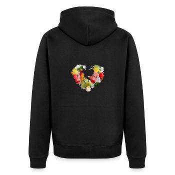 glace, cœur, cœur de fleur, coloré, orange, crème glacée avec style - Veste à capuche bio Premium Unisexe - noir - Dos - Nico (187cm)