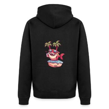 Piranha Fish Summer Beach Holiday - Unisex Premium Organic Zip Hoodie - black - Back - Nico (187cm)