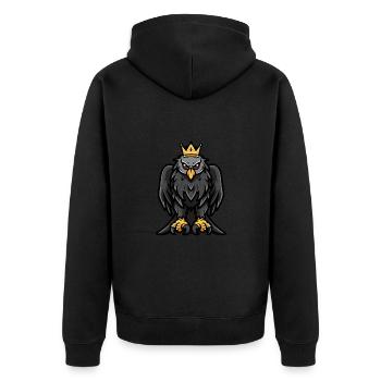 Harpyie Vogel Comic Krone - Unisex Premium Bio Zip Hoodie - Schwarz - Hinten - Nico (187cm)