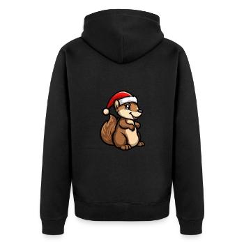 Squirrel Christmas - Unisex Premium Organic Zip Hoodie - black - Back - Nico (187cm)