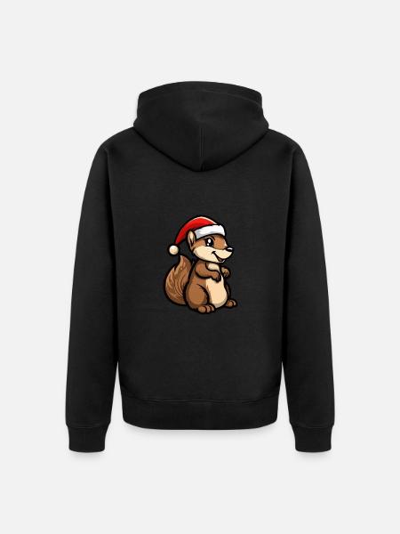 Squirrel Christmas - Unisex Premium Organic Zip Hoodie - black