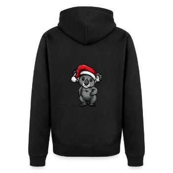 Koala Weihnachten - Unisex Premium Bio Zip Hoodie - Schwarz - Hinten - Nico (187cm)
