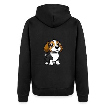 Beagle Hund Comic Baby - Unisex Premium Bio Zip Hoodie - Schwarz - Hinten - Nico (187cm)