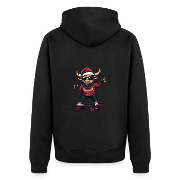 Taurus Christmas Funny - Unisex Premium Organic Zip Hoodie - black - Back - Nico (187cm)