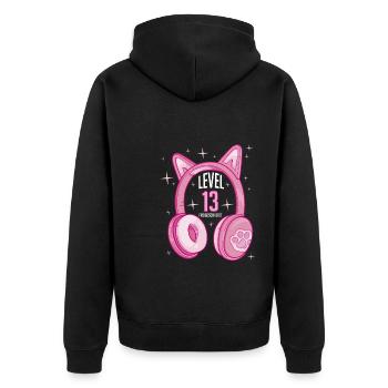 Level 13 Jahre Mädchen Gamer Girl Gaming Zocker - Unisex Premium Bio Zip Hoodie - Schwarz - Hinten - Nico (187cm)
