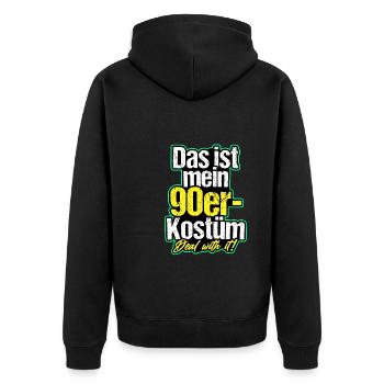 Mein Neunziger Kostüm 90er 80er 70er Party Retro - Unisex Premium Bio Zip Hoodie - Schwarz - Hinten - Nico (187cm)