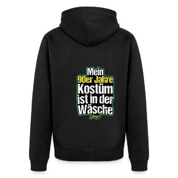 Kostüm in der Wäsche Retro Neunziger 90er 80er - Unisex Premium Bio Zip Hoodie - Schwarz - Hinten - Nico (187cm)