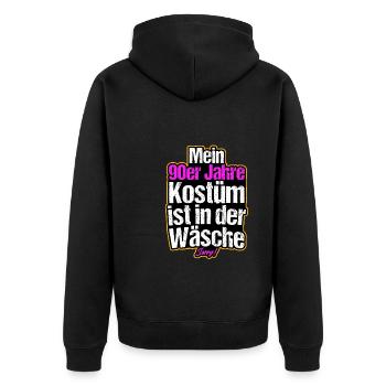 Kostüm in der Wäsche Retro Neunziger 90er 80er - Unisex Premium Bio Zip Hoodie - Schwarz - Hinten - Nico (187cm)