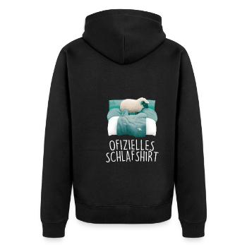 Offizielles Schlafshirt Schaf Schlafanzug - Unisex Premium Bio Zip Hoodie - Schwarz - Hinten - Nico (187cm)