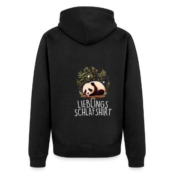 Lieblings Schlafshirt Panda Pandabär Nachtshirt - Unisex Premium Bio Zip Hoodie - Schwarz - Hinten - Nico (187cm)