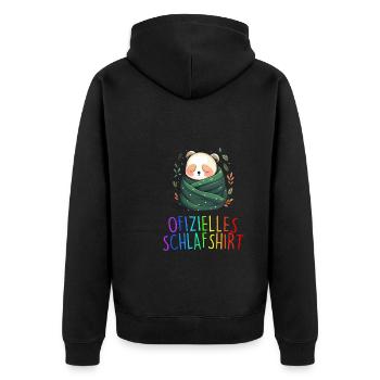 Offizielles Schlafshirt Panda Pandabär Nachtshirt - Unisex Premium Bio Zip Hoodie - Schwarz - Hinten - Nico (187cm)