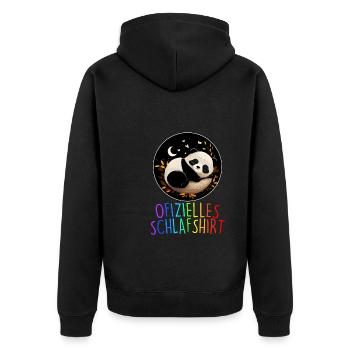 Offizielles Schlafshirt Panda Pandabär Nachtshirt - Unisex Premium Bio Zip Hoodie - Schwarz - Hinten - Nico (187cm)