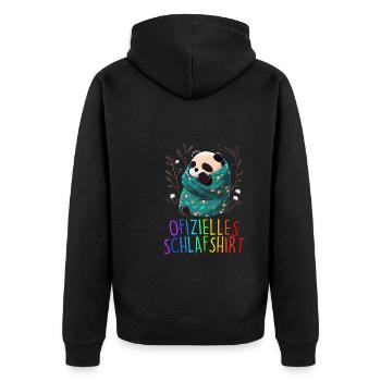 Offizielles Schlafshirt Panda Pandabär Nachtshirt - Unisex Premium Bio Zip Hoodie - Schwarz - Hinten - Nico (187cm)