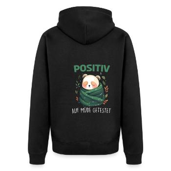 Positiv Müde Panda Pandabären Fun Nachthemd Pajama - Unisex Premium Bio Zip Hoodie - Schwarz - Hinten - Nico (187cm)
