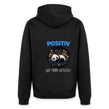 Positiv Müde Panda Pandabären Fun Nachthemd Pajama - Unisex Premium Bio Zip Hoodie - Schwarz - Hinten - Nico (187cm)