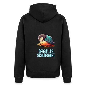 Offizielles Schlafshirt Nachthemd Pyjama Pinguin - Unisex Premium Bio Zip Hoodie - Schwarz - Hinten - Nico (187cm)