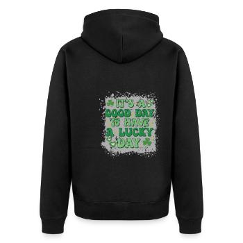 It's a good day to have a lucky day - Unisex Premium Organic Zip Hoodie - black - Back - Nico (187cm)