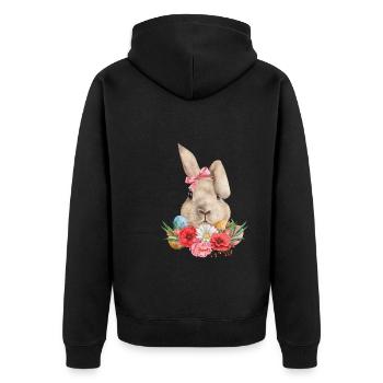 Fleurs et œufs de lapin de Pâques - Veste à capuche bio Premium Unisexe - noir - Dos - Nico (187cm)