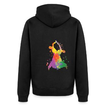 Slow Fox Quickstep Gesellschaftstanz - Unisex Premium Bio Zip Hoodie - Schwarz - Hinten - Nico (187cm)