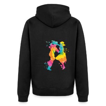 Tanzen Swing 60s Boogie Woogie - Unisex Premium Bio Zip Hoodie - Schwarz - Hinten - Nico (187cm)