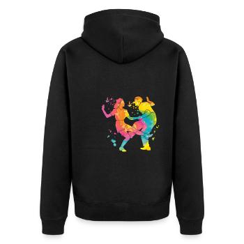 Tanzen Swing 60s Boogie Woogie - Unisex Premium Bio Zip Hoodie - Schwarz - Hinten - Nico (187cm)