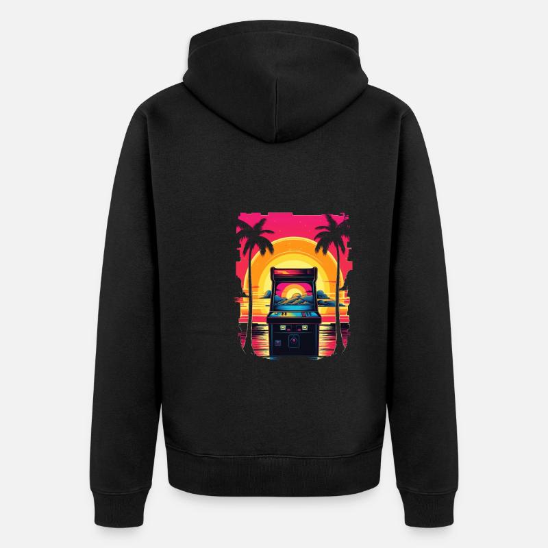 Pixel-Arcade-Controller Konsolenspieler-Abenteuer - Unisex Premium Bio Zip Hoodie - Schwarz