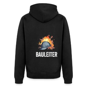Bauleiter Bauarbeiter Kostüm Bauaurbeiterhelm Helm - Unisex Premium Bio Zip Hoodie - Schwarz - Hinten - Nico (187cm)