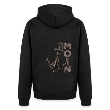 Moin Anker Ostfriesland Ostfriese - Unisex Premium Bio Zip Hoodie - Schwarz - Hinten - Nico (187cm)