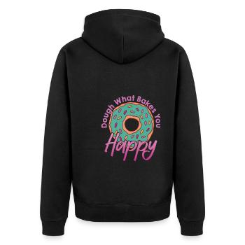 Dough What Bakes You Happy Bäckerei - Unisex Premium Bio Zip Hoodie - Schwarz - Hinten - Nico (187cm)