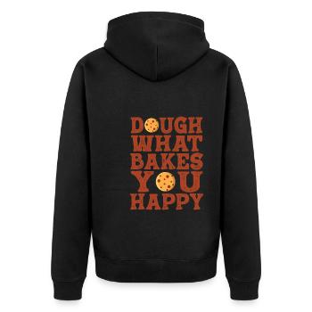 Dough What Bakes You Happy Bäckerei - Unisex Premium Bio Zip Hoodie - Schwarz - Hinten - Nico (187cm)