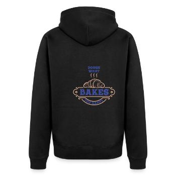 Dough What Bakes You Happy Bäckerei - Unisex Premium Bio Zip Hoodie - Schwarz - Hinten - Nico (187cm)