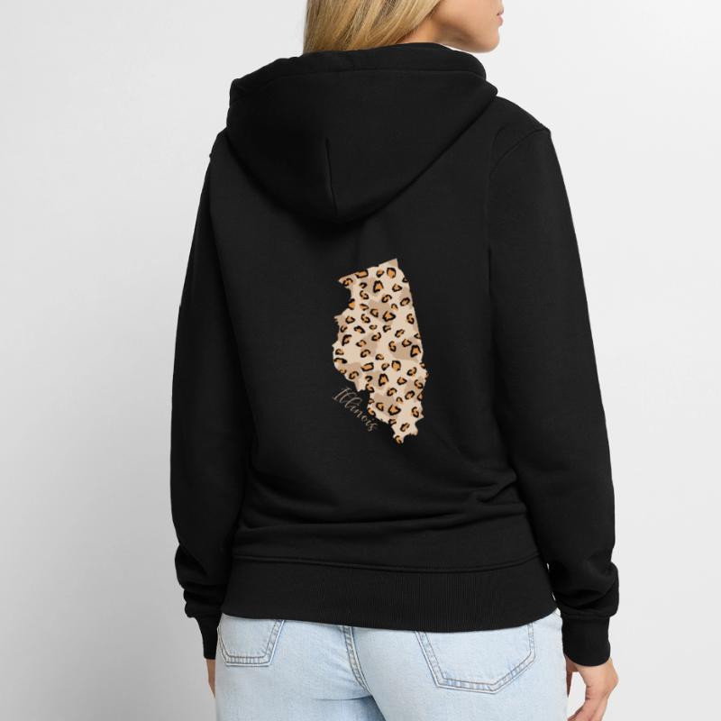 Illinois leopard pattern map Leo State Unisex Premium Organic Zip Hoodie