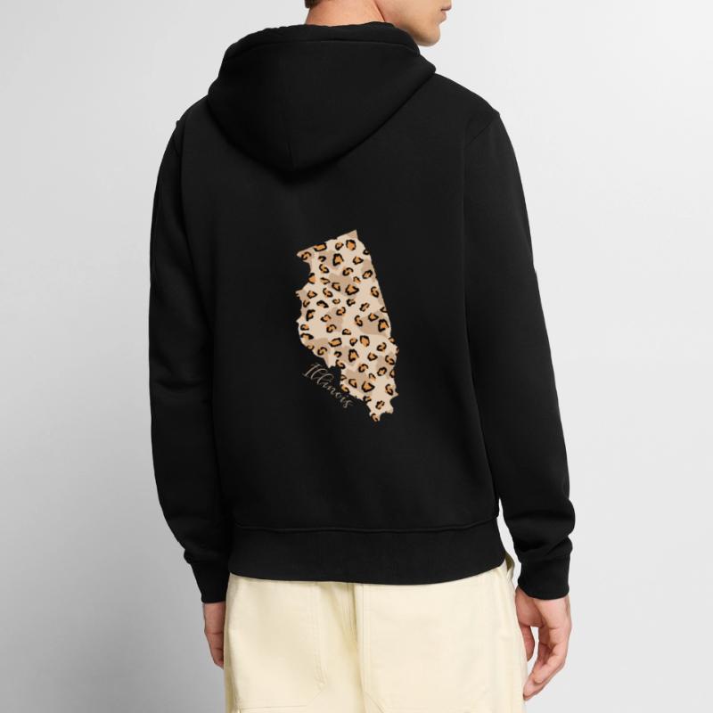 Illinois leopard pattern map Leo State Unisex Premium Organic Zip Hoodie