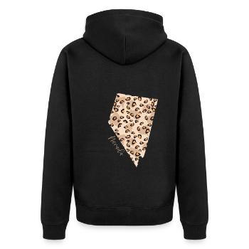Nevada Leopard-muster Karte Leo - Unisex Premium Bio Zip Hoodie - Schwarz - Hinten - Nico (187cm)