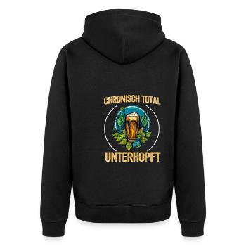 Herren Vatertag Unterhopft Bier Party Männer - Unisex Premium Bio Zip Hoodie - Schwarz - Hinten - Nico (187cm)