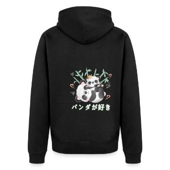 Ich Liebe Pandas Liebe Mama Panda Bär - Unisex Premium Bio Zip Hoodie - Schwarz - Hinten - Nico (187cm)