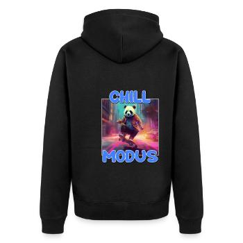 Chill Modus Pandabär Tierliebhaber Süßes Panda - Unisex Premium Bio Zip Hoodie - Schwarz - Hinten - Nico (187cm)