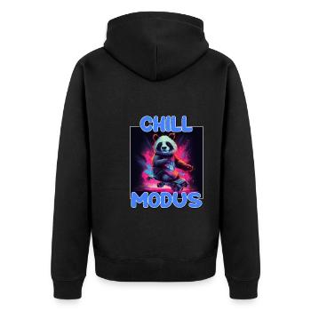 Chill Modus Pandabär Tierliebhaber Süßes Panda - Unisex Premium Bio Zip Hoodie - Schwarz - Hinten - Nico (187cm)