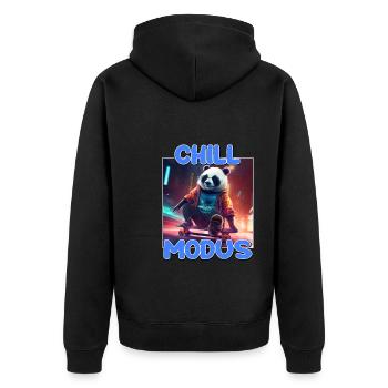 Nettes Chill Modus Pandabär Panda Liebhaber Süßes - Unisex Premium Bio Zip Hoodie - Schwarz - Hinten - Nico (187cm)