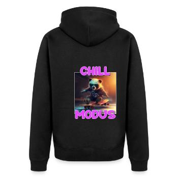 Chill Modus Pandabär Tierliebhaber Süßes Panda - Unisex Premium Bio Zip Hoodie - Schwarz - Hinten - Nico (187cm)