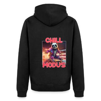 Chill Modus Pandabär Tierliebhaber Süßes Panda - Unisex Premium Bio Zip Hoodie - Schwarz - Hinten - Nico (187cm)